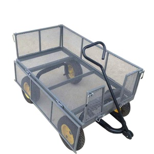 Chariot de jardin d'extérieur en acier de haute qualité à 4 roues Chariot de remorque grillagé à usage intensif - Product Image 4