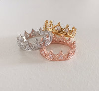 Bague Couronne de Princesse en Strass Plaqué Or/Or Rose/Argent, Empilable, Personnalisable en Alliage de Zinc, Sans Zircon, Ri6100-bague Couronne /