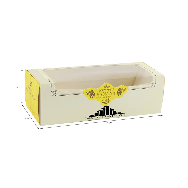 Şeffaf pencere düz paketi isviçre rulo keki kutusu