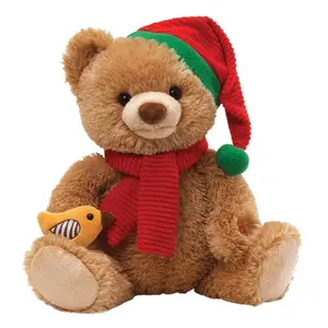 Wholesale Christmas gift idea stuffed soft toy plush christmas teddy bear with santa hat fashion custom cute plush toy bear