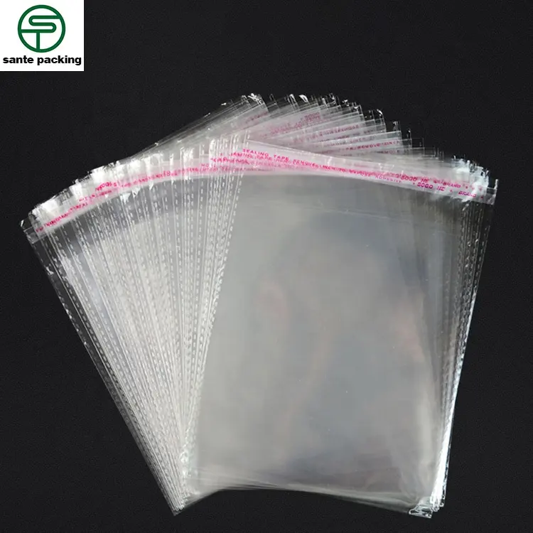 Custom design logo printing wholesale opp self sealing type transparent clothing plastic bag poly bags