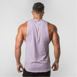 Débardeur de gymnastique coupe profonde coupe ajustée pour hommes été <span class=keywords><strong>sans</strong></span> manches coton Spandex Stringer débardeur respirant - Product Image 2
