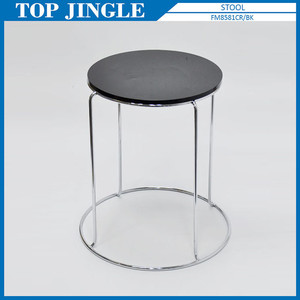 Taburete individual negro de alambre acrílico de forma redonda - Product Image 1