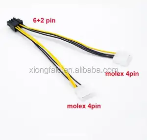 Câble d'alimentation PCI Express, adaptateur à 2 musulman, 8 broches (6 + 2), 4 broches, PCI Express, LP4, 20cm