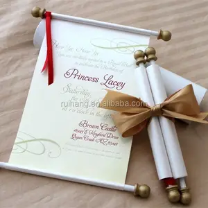 วินเทจสีทองแถบโลหะกล่องเลื่อนกับผีเสื้อริบบิ้นจัดงานแต่งงานคำเชิญบัตร