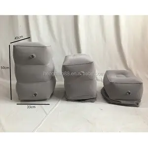 Almohada inflable para descanso de piernas, de viaje, altura ajustable, gris