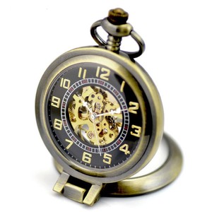 <span class=keywords><strong>Montre</strong></span> de poche mécanique <span class=keywords><strong>à</strong></span> squelette poli analogique Steampunk creux en alliage rétro pour hommes - Product Image 1