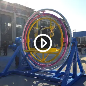Açık Eğlence parkı ekipmanları 3D uzay topu halkası döner oyun insan jiroskopu binmek