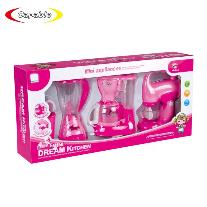 Kid Children Mini Simulation Plastic Pink Kitchen Home Appliances