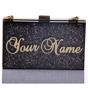 High quality Hand craft Personalized black clutch acrylic bags