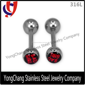Plata de moda <span class=keywords><strong>piercing</strong></span> logotipo personalizado hermosa fake anillo de la lengüeta - Product Image 3