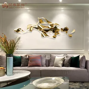 3D Metall Gold Hotel Dekor Wand dekor Skulptur für Wand hängende Dekoration