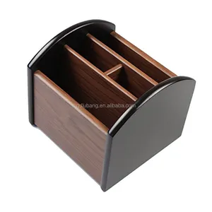 Rotating pen holder for desk Wooden office stationery storage Organizer Remote controller storage seat Pen container