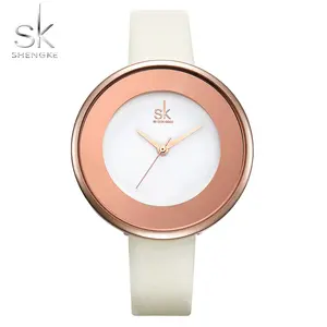Minimaliste SK 0084 marque charme dames Bracelet montre Bracelet en cuir Quartz étanche Shengke femmes montres relojes de mujer 2019