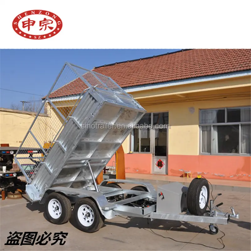 factory hot sale car transporter 2 ton tandem axle galvanized cage tipping trailer