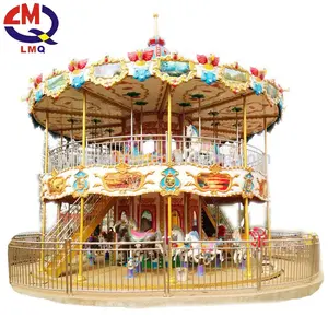Theme Park Fairground Rides Classical Luxury Double Decker Carousel For Sale