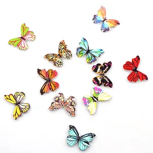 2 Holes Colorful Butterfly Wooden Buttons Fit Sewing and Scrapbooking 20*29mm Sewing Buttons For Craft DIY Mixed