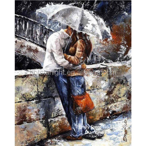 Продажа Алмазная Вышивка Модный чехол типа «сделай сам алмазная живопись набор инкрустированная декоративной вышивкой Зонт Любовник поцелуй