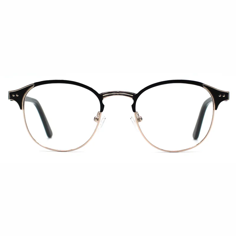 Yeni özel LOGO yarım çerçeve yuvarlak gözlük çerçeve paslanmaz optik gözlük çerçevesi