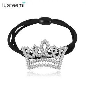  Lubotemi tiara de zircônia cúbica, micro pacote de tiara elástica de borracha coroa para cabelo para meninas e mulheres