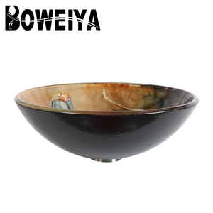 Boweiya умывальник RU <span class=keywords><strong>Vasque</strong></span> En Verre отель Toile цена дизайн cтеклянный умывальник сосуд раковины для ванной - Product Image 3