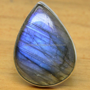Anillo hecho a mano de Plata de Ley 925 auténtica, cabujón en forma de pera, piedra preciosa labradorita, joyería de moda, regalo de compromiso de boda, fiesta - Product Image 1