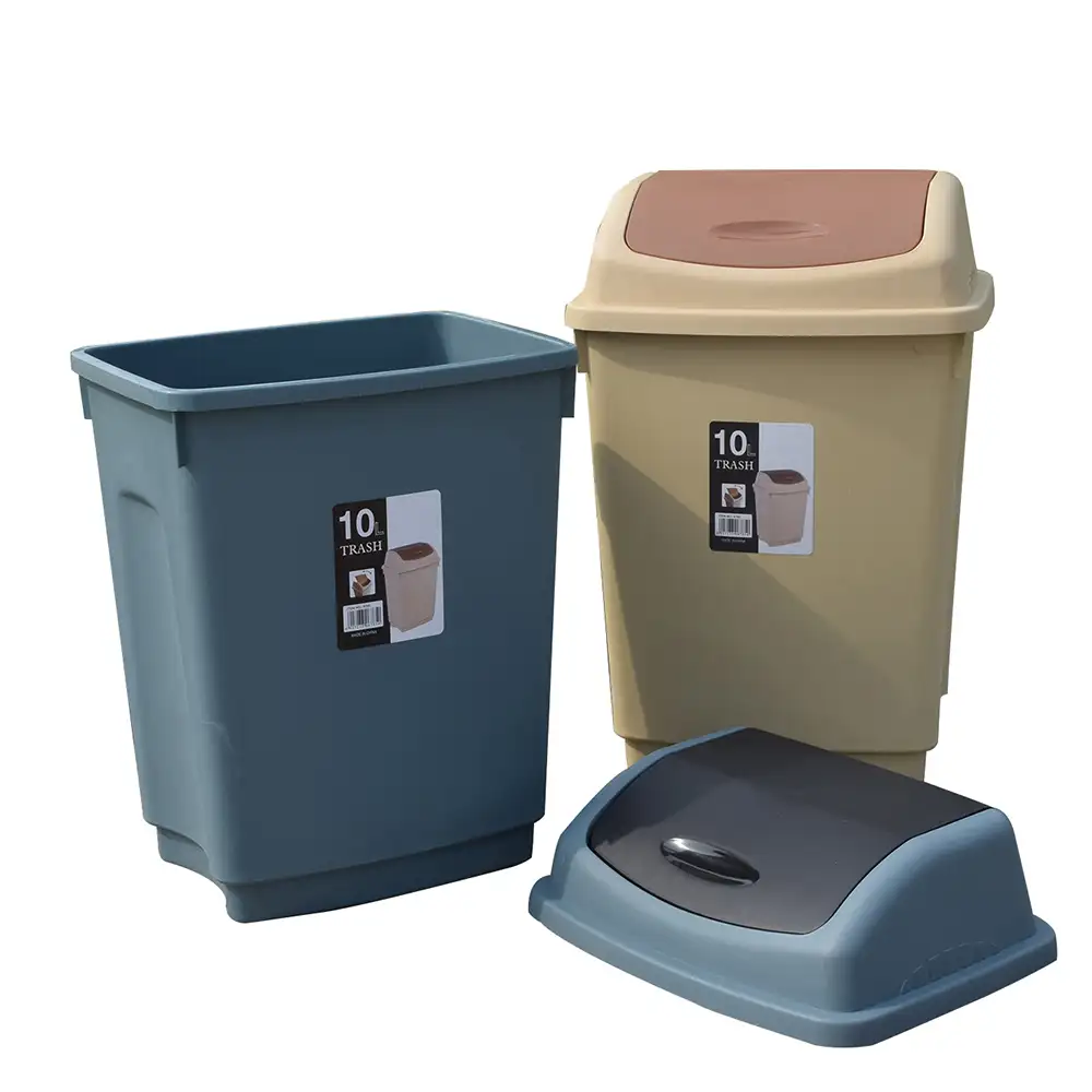 Haushalt 10L 15L Kunststoff abfall behälter Rechteckiger Mülleimer Mülleimer Mit Roll deckel Öffnen Sie die Oberseite