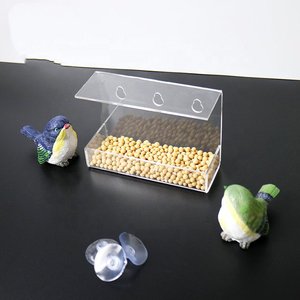 Mangeoire pour oiseaux, fenêtre, suspendu en plastique transparent, acrylique, 1 pièce, fixation murale, pour la maison ou les animaux domestiques - Product Image 6