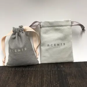 Bolsa de linho de algodão para presente, bolsa pequena para joias em linho estampada com logotipo personalizado