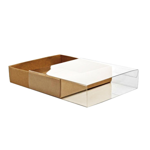 Kraft paper packaging box with clear sleeve