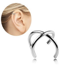 Baja tahan karat <span class=keywords><strong>X</strong></span> bentuk telinga klip palsu perhiasan tubuh tanpa lubang telinga klip pada manset cincin telinga - Product Image 6