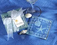 Sea Shell and Starfish Frosted Glass Coasters