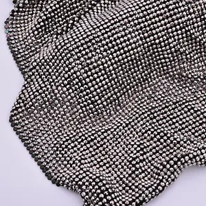 45 * 120厘米黑金水晶网织物水钻片铝金属装饰树脂水晶带串珠贴花工艺品