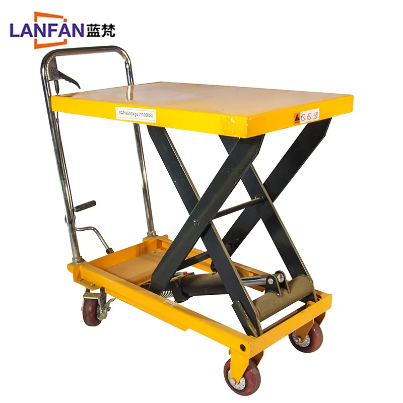 Plataforma de mesa elevadora Elevador de tijera 150kg-1500kg Bomba de pie hidráulica portátil Mesa elevadora de tijera 905mm * 500mm * 50mm Tamaño de mesa