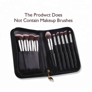 Oem Odm Make-Up Borstel Tas Reizen Make-Up Gereedschapstas Zwart Lederen Make-Up Case Pu Organizer Tas
