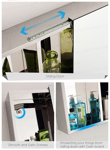 שלוש דלתות אמבטיה ארון תרופות עם מראה הזזה דלת ארון אמבטיה ארון מראה 7094 - Product Image 6