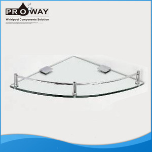 Étagère d'angle <span class=keywords><strong>murale</strong></span> en <span class=keywords><strong>verre</strong></span> pour salle de bain d'hôtel moderne avec design en forme d'éventail, finition chromée écologique - Product Image 2