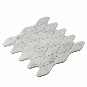 Carrelage mural de salle de bain <span class=keywords><strong>Douche</strong></span> plancher dosseret De Cuisine <span class=keywords><strong>Italienne</strong></span> en marbre Blanc Bianco Carrara Octave mosaïque - Product Image 2