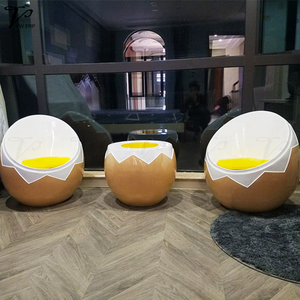 Restaurant Fiberglass Dining Lounge Egg <strong>Shell</strong> <strong>Chair</strong> and Coffee Yolk Table Set - Product Image 4