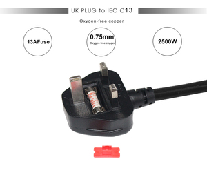 1M UK Standard UK Mains <strong>Power</strong> Plug C7 <strong>Figure</strong> <strong>8</strong> to C8 <strong>Power</strong> Supply Extension Cord <strong>Cable</strong> - Product Image 3