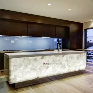 Thiết Kế Nội Thất Đá Quý Tự Nhiên Thạch Anh Trắng Crystal Countertop