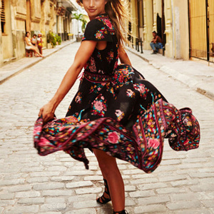 Abito Lungo da Donna con Scollo a V, Sexy, Floreale, Bohémien, Boho, Vestito Estivo da Spiaggia con Chiusura Frontale a Bottoni - Product Image 3