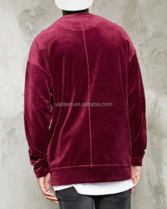 <span class=keywords><strong>Felpa</strong></span> con Cappuccio in <span class=keywords><strong>Velluto</strong></span> da Uomo Stile Conciso con Spalle Scese e Collo Tondo con Tasca Frontale a Marsupio - Product Image 4