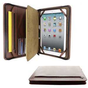 Tuỳ Brown Da Điều Hành Pad Folio Trường Hợp Cho Apple Ipad Đa Chức Năng Profolio Notepad Chủ cho iPad - Product Image 5