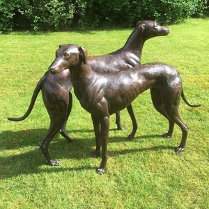 YOUFINE Statues de Chiens Greyhound Gris Bronze en Promotion, Sculptures Canines Whippet Grandeur Nature pour Décoration de Jardin de Ferme - Product Image 2