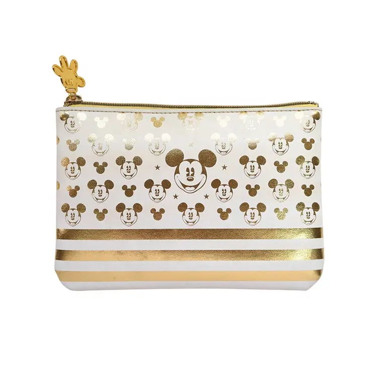 Genuine Disney Golden Mickey Cosmetic Bags PU Waterproof Travel Storage Bag