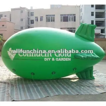 สีเขียวพองฮีเลียม Blimp พองเรือเหาะ (ลูกบาศก์หรือบอลลูน) สำหรับการโฆษณาใช้โลโก้ที่กำหนดเองขนาด
