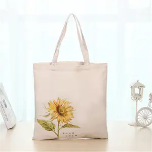 사용자 정의 아름다운 인쇄 꽃과 Ginzeal 재활용 코튼 토트 캔버스 쇼핑 가방