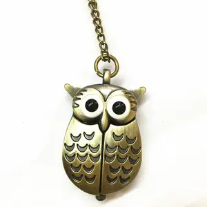 Children Gift Owl Flip Retro Student Pocket Watch