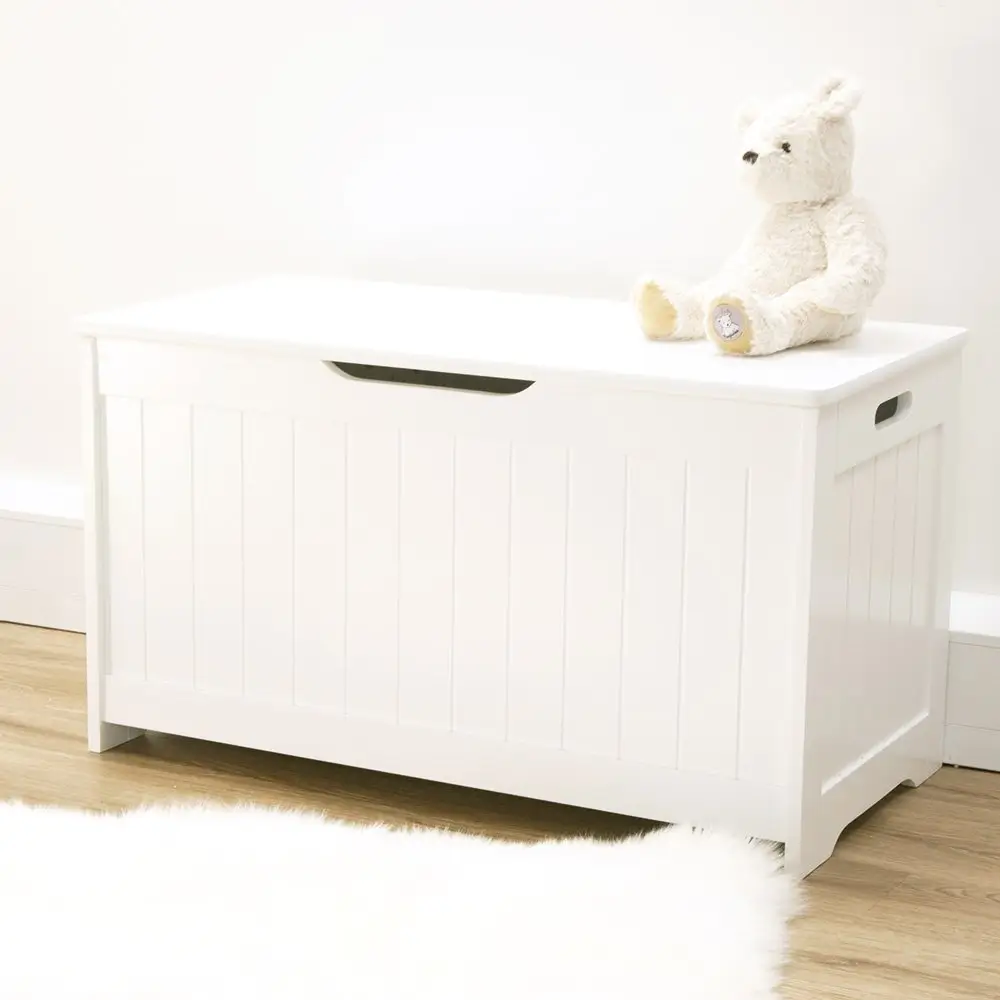 white wooden toy box